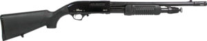 Iver Johnson pump 12 gauge shotgun 18 inch barrel blued finish synthetic stock muzzle brake
