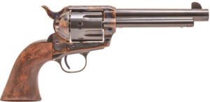 Standard Manufacturing SAA .45 Long Colt 4.75 in single-action revolver with case colored frame and walnut 1-piece walnut gri
