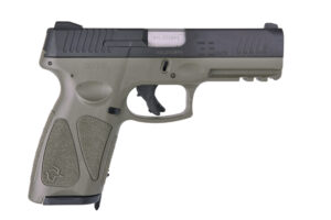 Taurus G3 9mm pistol, black slide with OD green polymer frame, 4-inch barrel