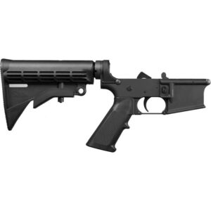 Anderson AM-15 complete lower receiver with M4-style buffer tube and standard M4 grip in black