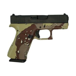 Glock 43X Chocolate Chip hydro dip blue right-side view with accessory rail