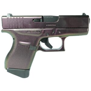 Glock G43 Shimmering Razorback custom engraved grip subcompact 9mm handgun with two magazines