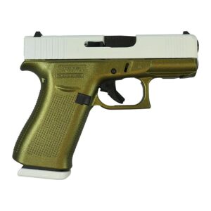 Glock 43X Pegasus White 9mm handgun front and slide view with accessory rail