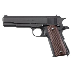 1911A1 GI Spec 9mm pistol 5-inch barrel matte black with brown checkered polymer grips