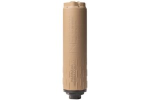 Huxwrx Flow 9K Ti 9mm suppressor in FDE, 1/2x28 thread