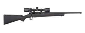 Mossberg Patriot 400 Legend 20-inch Vortex Crossfire II 3-9x40 scope rifle, matte blue finish, black synthetic stock