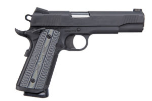 Colt CCU Government 9mm 5in Matte Black DLC pistol with G10 checkered gray grips