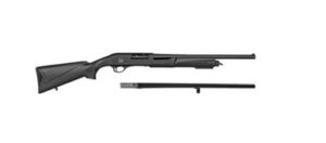 Charles Daly 301 12 GA pump shotgun with 18.5 and 28 inch vent-rib barrels and black synthetic stock