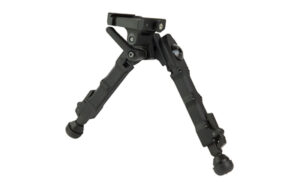 Accu-Tac FD-4 ARCA Spec QD bipod in black mounted on Arca-Swiss rail