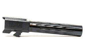 Faxon Match flame-fluted 9mm barrel for Glock 19 in black nitride finish
