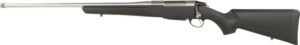 Tikka T3 Lite left-hand stainless rifle with threaded muzzle and black synthetic stock