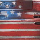 Trailblazer Lifecard single-shot pistol in .22 WMR with American Flag finish, folded profile