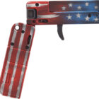 Trailblazer Lifecard single-shot pistol in .22 WMR with American Flag finish, folded profile