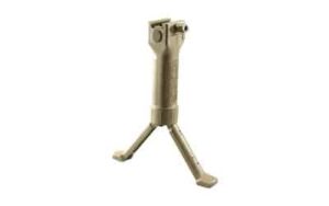 Grip Pod MIL Poly/Steel Bipod V2 tan foregrip that converts to a bipod mounted to a Picatinny rail