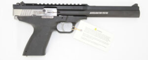 Excel Arms EA57301-B MP-5.7 Accelerator Pistol side view, 8.5 inch barrel, Black/Stainless