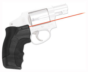 Crimson Trace LG-350 Lasergrips on S&W J-Frame round-butt revolver, black with red laser