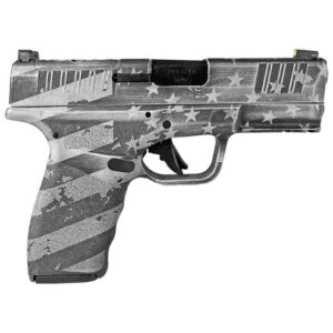 Springfield Hellcat Pro OSP Distressed Flag White 9mm handgun side view