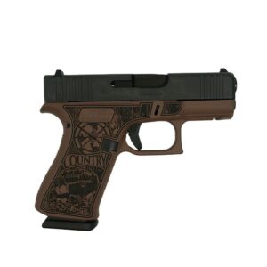 Glock 43x Custom 'Country' Bourbon 9mm pistol right-side view
