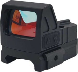 Gideon Optics ROCK RMR-compatible red circle dot sight mounted on a Picatinny rail