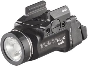 Streamlight TLR-7 HL-X Sub USB weapon light mounted on SIG P365/XL, black finish
