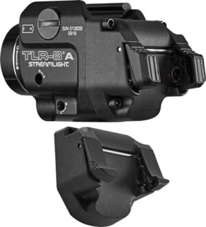 Streamlight TLR-8A Flex 500 lumen weapon light with red laser, black anodized finish