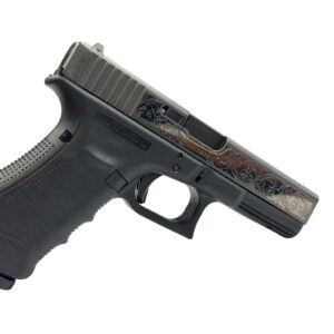 Glock 17 Gen4 9mm Black DLC scroll engraved pistol with three magazines