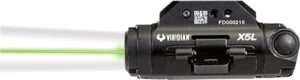 Viridian X5L Gen 3 green laser and tactical light mounted on a universal pistol rail