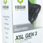 Viridian X5L Gen 3 green laser and tactical light mounted on a universal pistol rail