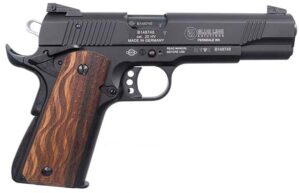 BLG Mauser 1911 .22LR pistol with wavy flag wood grips and adjustable rear sight