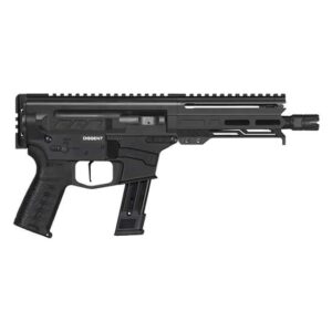 CMMG DISSENT MK17 9mm pistol side view with CMMG linear compensator