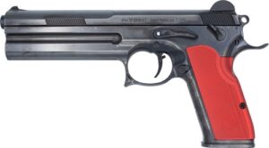 BRNO FK Field 7.5 FK 6-inch pistol black with red aluminum grips and two magazines