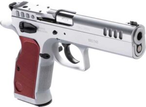 Tanfoglio Stock II OR 9mm pistol 4.45 inch chrome angle view
