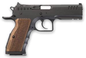 Tanfoglio IFG Stock I 9mm blued steel pistol with Picatinny rail and wood grip