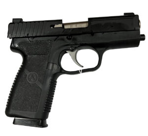 KAHR P9 9mm pistol, black polymer frame with matte blackened stainless slide and tritium sights