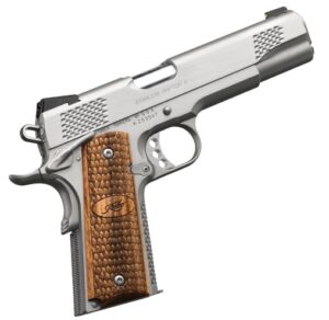 Kimber Stainless Raptor II .45 ACP 5in pistol with zebrawood grips and tritium sights