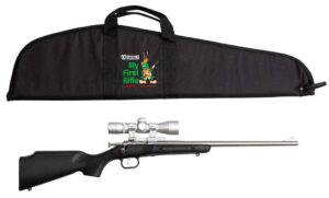 Keystone Crickett KSA2245BSC youth .22 single-shot rifle with 4x32 scope and black synthetic stock