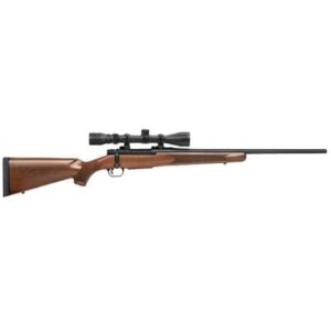 Mossberg Patriot walnut stock bolt-action rifle scoped 22-250 Rem