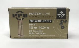 Pruvi PPU 308 Winchester Ammunition PPM3081 155 Grain Boat Tail Hollow Point 20 Rounds