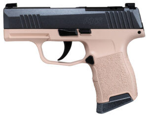 SIG Sauer Peach Fuzz P365 custom blue Cerakote slide with light pink frame, optic-cut