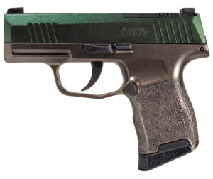 Sig Sauer P365 Cypress Raptor custom pistol with green slide and flat dark earth frame