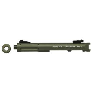 TACSOL Pac-Lite 4.5in fluted Ruger 22LR barrel in OD Green with thread protector