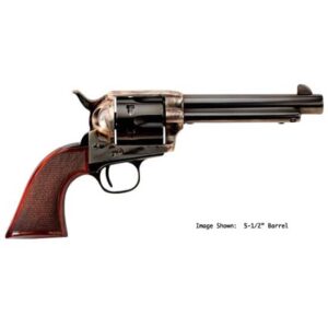 Taylors and Company Short Stroke Smoke Wagon revolver with 4.75 in barrel, blue finish and checkered walnut grip