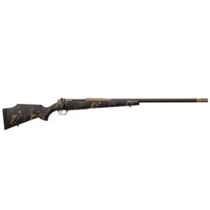 Weatherby Mark V CarbonMark 6.5 Creedmoor rifle in grey and tan with brake
