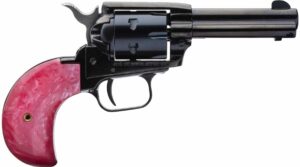 Heritage Rough Rider single-action revolver with blued finish and pink pearl bird-head grip