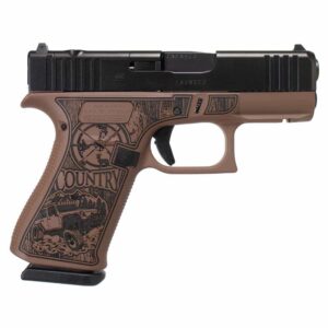 Glock 43x MOS Custom Engraved Country Bourbon Cerakote 9mm subcompact handgun right-side view