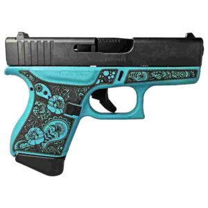 Glock 43 Gen4 Custom Robin's Egg Blue and Paisley 9mm subcompact with 3.41 inch barrel