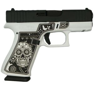 Glock 43X Sugar Skull black and white 9mm pistol with RMR/c optic cut and two 10-round magazines