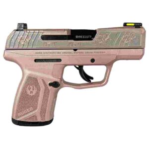 Ruger Max-9 Pro 9mm pistol with rose gold frame and rose engraved slide