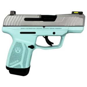 Ruger Max-9 Pro Robin's Egg Blue frame crushed silver slide 9mm handgun