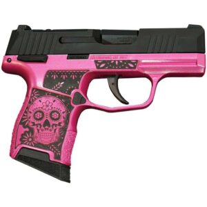 Sig Sauer P365-380-BSS-MS Sugar Skull Medusa Pink .380 Auto pistol right-side view